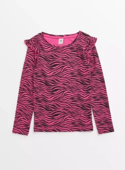 Pink Zebra Print Frill Top7 Years