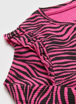Pink Zebra Print Frill Top14 Years -Hush Puppies Clothing Sale tuc143314998 Pink R Z002A 1