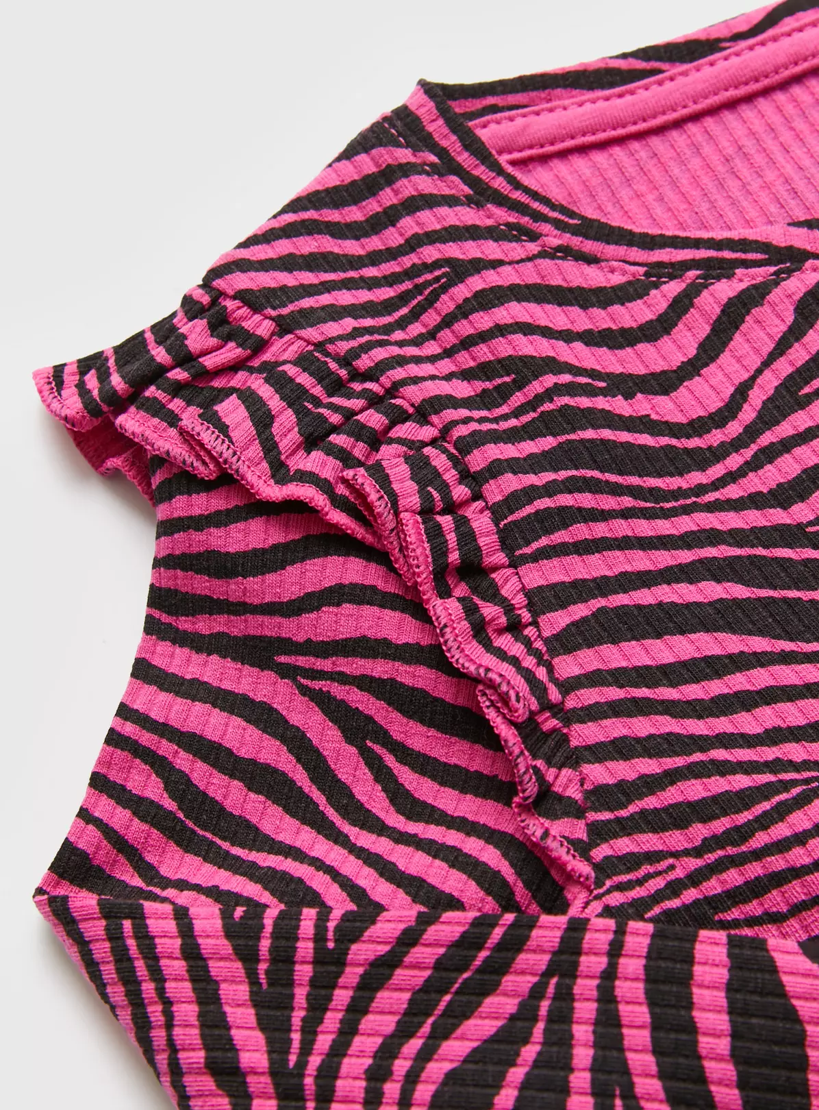 Pink Zebra Print Frill Top6 Years 4 Pink Zebra Print Frill Top6 Years - Image 2