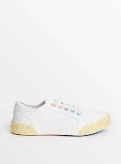 White Canvas Rainbow Sole Trainers 6 Infant