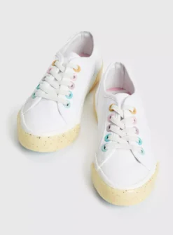 White Canvas Rainbow Sole Trainers 6 Infant -Hush Puppies Clothing Sale tuc143381621 White R Z002A