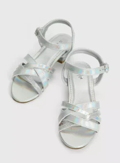 Silver Sparkle Heeled Party Sandals13 Infant
