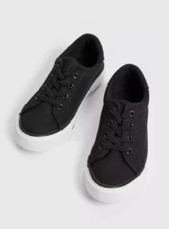 Black Lace Up Canvas Trainers 10 Infant -Hush Puppies Clothing Sale tuc143396153 Black R Z002A
