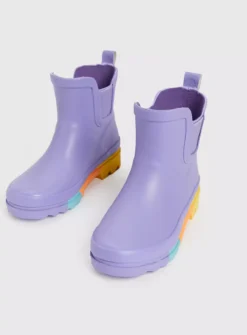 Pastel Purple Rainbow Sole Wellies 1
