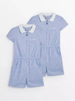 Blue Gingham Play Suit 2 Pack 5 Years