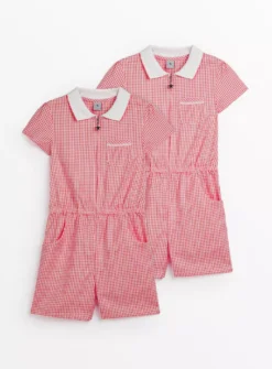 Red Gingham Play Suit 2 Pack 8 Years