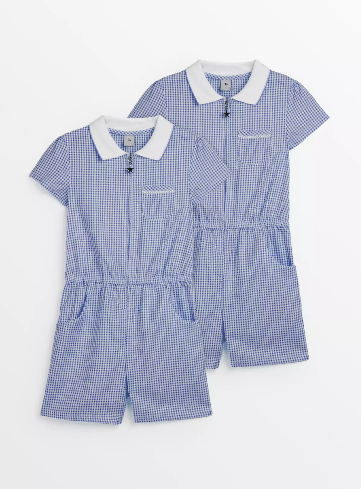 Navy Gingham Play Suit 2 Pack 4 Years 4 Navy Gingham Play Suit 2 Pack 4 Years - Image 2