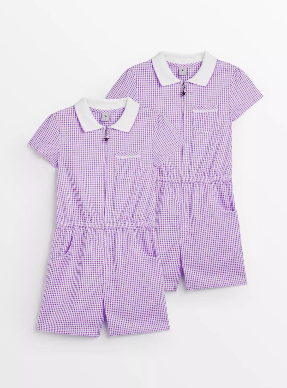 Lilac Gingham Play Suit 2 Pack 10 Years 4 Lilac Gingham Play Suit 2 Pack 10 Years - Image 2