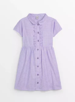 Lilac Gingham Back Bow Generous Fit School Dress 6 Years -Hush Puppies Clothing Sale tuc143436717 Lilac R Z001A 2