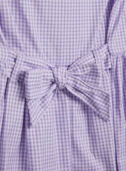 Lilac Gingham Back Bow Generous Fit School Dress 5 Years