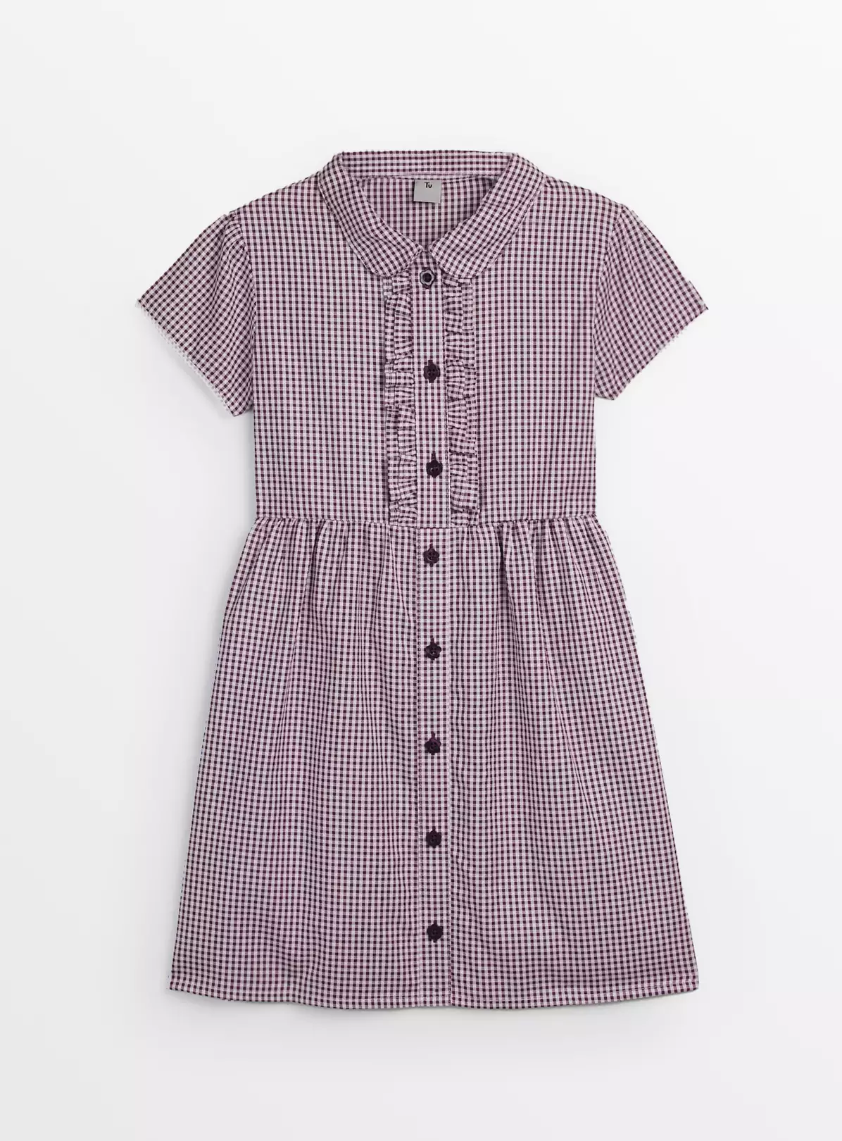 Dark Red Gingham Back Bow Generous Fit School Dress 3 Years 4 Dark Red Gingham Back Bow Generous Fit School Dress 3 Years - Image 2