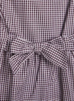 Dark Red Gingham Back Bow Generous Fit School Dress 3 Years