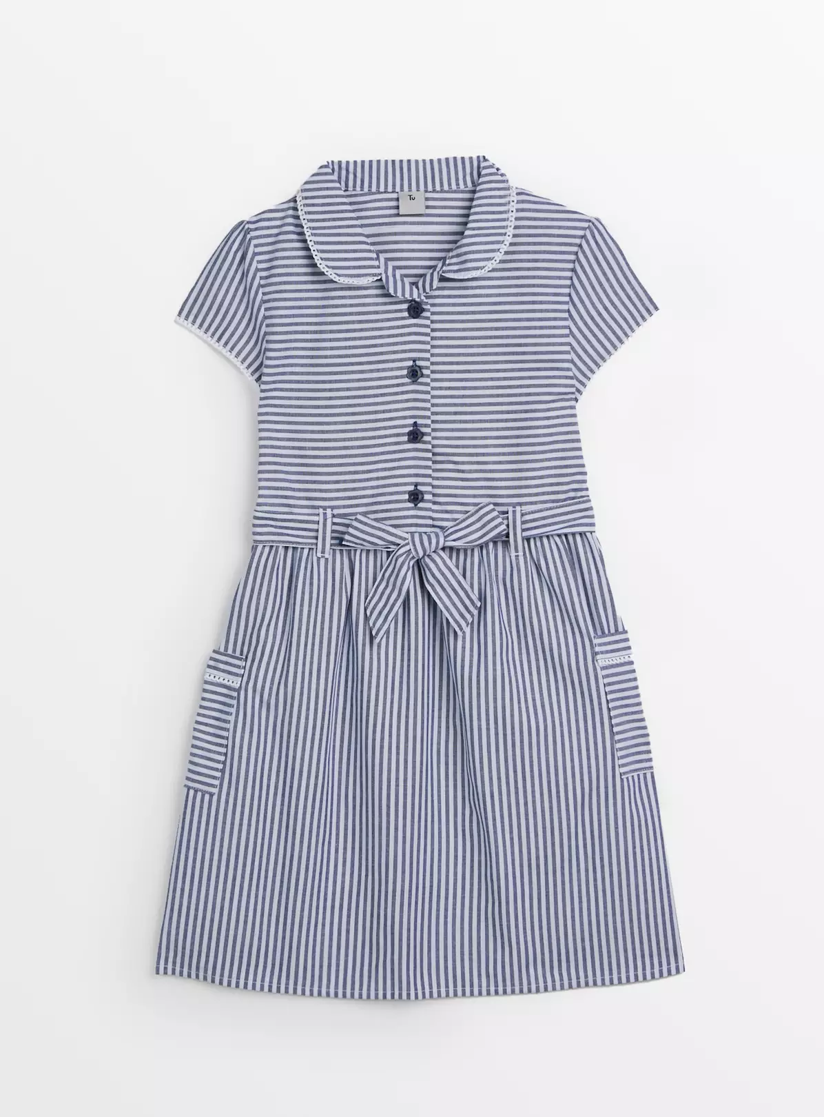 Navy Stripe School Dress 12 Years 4 Navy Stripe School Dress 12 Years - Image 2