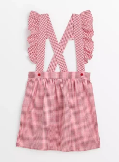 Red Gingham School Skirt With Braces 9 Years -Hush Puppies Clothing Sale tuc143446632 Red R Z001A