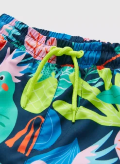 Tropical Bird Print Swim Shorts 7 Years