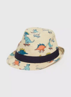 Dinosaur Print Straw Sun Hat 1-2 Years