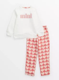 Kids' Mini Me Heart Slogan Pyjamas 3-4 Years 5 Kids' Mini Me Heart Slogan Pyjamas 3-4 Years -Hush Puppies Clothing Sale tuc143475716 White R Z001A