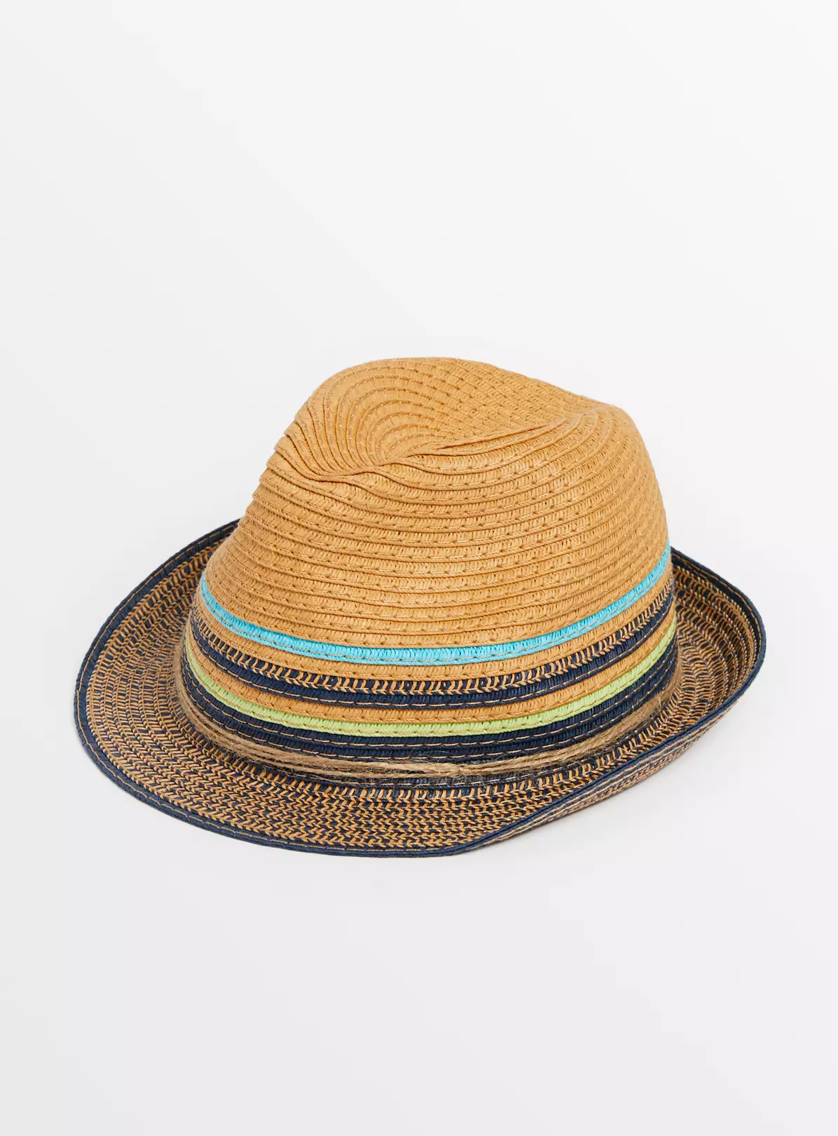 Stripe Straw Trilby Hat6-9 Years 4 Stripe Straw Trilby Hat6-9 Years - Image 2