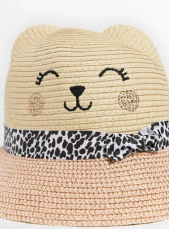 Novelty Cat Straw Sun Hat 3-5 Years