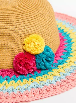 Bright Brim Straw Floppy Hat 3-5 Years