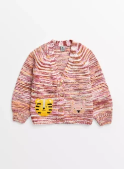 Pink Animal Design Cardigan1-2 Years