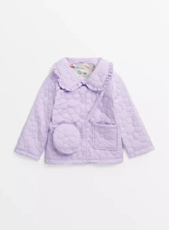 Lilac Quilted Jacket With Bag 1-2 Years