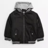 Black Hooded Bomber Jacket 3-4 Years