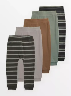 Stripe & Plain Green Leggings 5 Pack1-1.5 Years -Hush Puppies Clothing Sale tuc143509699 Multi20Coloured R Z001A