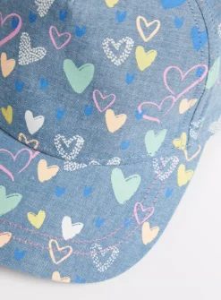 Blue Heart Print Cap 1-2 Years