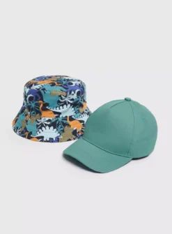 Blue Cap & Dinosaur Bucket Hat 2 Pack 1-2 Years -Hush Puppies Clothing Sale tuc143516266 Multi20Coloured R Z001A