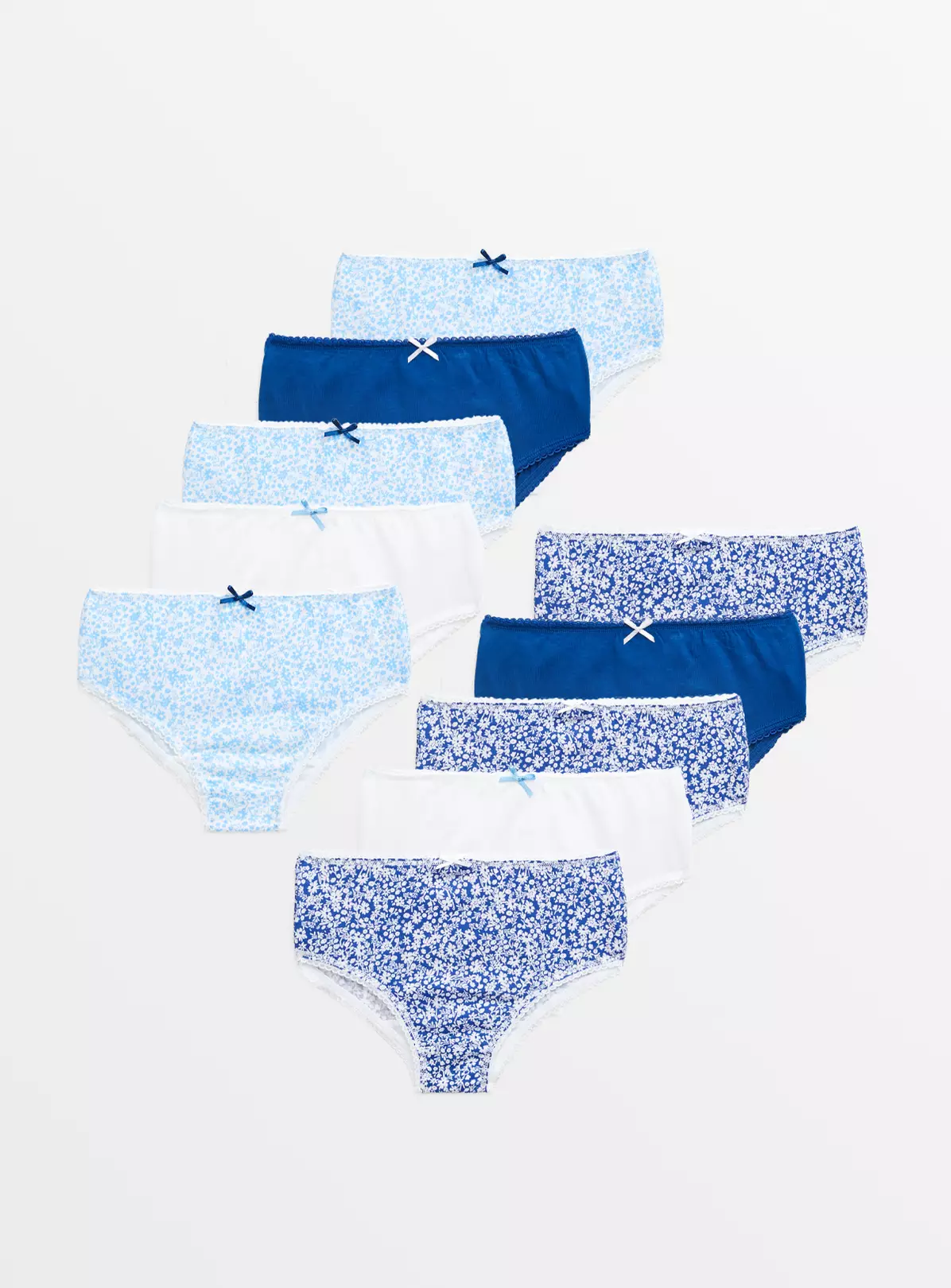 Blue & White Floral Briefs 10 Pack 1.5-2 Years 3 Blue & White Floral Briefs 10 Pack 1.5-2 Years