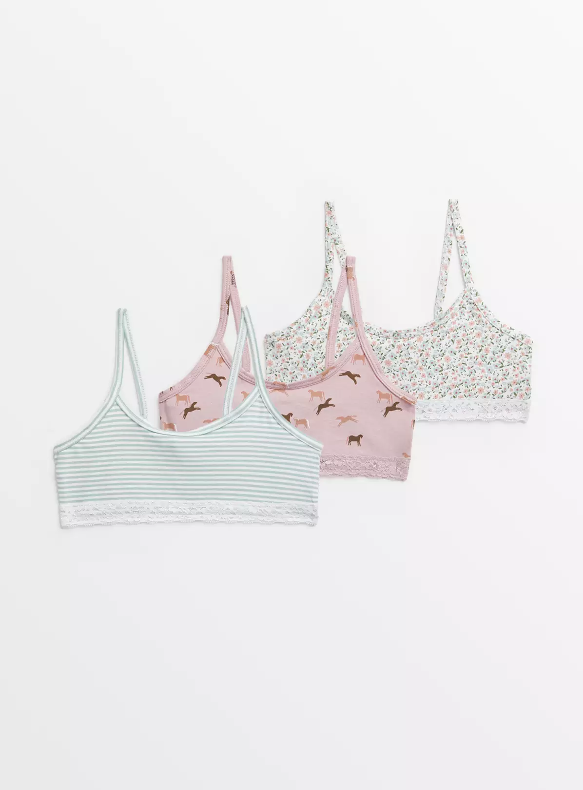 Pastel Ditsy Crop Tops 3 Pack 6-7 Years 4 Pastel Ditsy Crop Tops 3 Pack 6-7 Years - Image 2