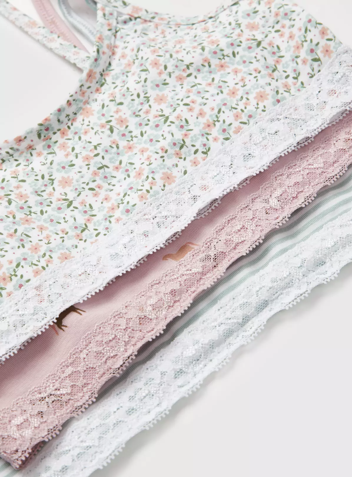 Pastel Ditsy Crop Tops 3 Pack 6-7 Years 3 Pastel Ditsy Crop Tops 3 Pack 6-7 Years