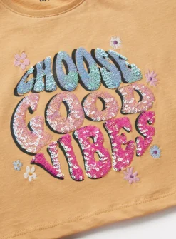 Orange Choose Good Vibes Cropped T-Shirt 14 Years -Hush Puppies Clothing Sale tuc143560398 Orange R Z002A 1