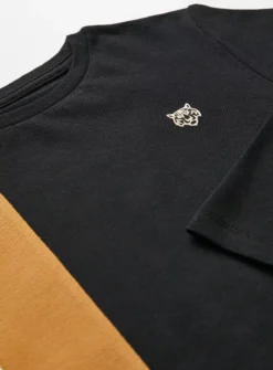 Black Colour Block Long Sleeve Top 7 Years