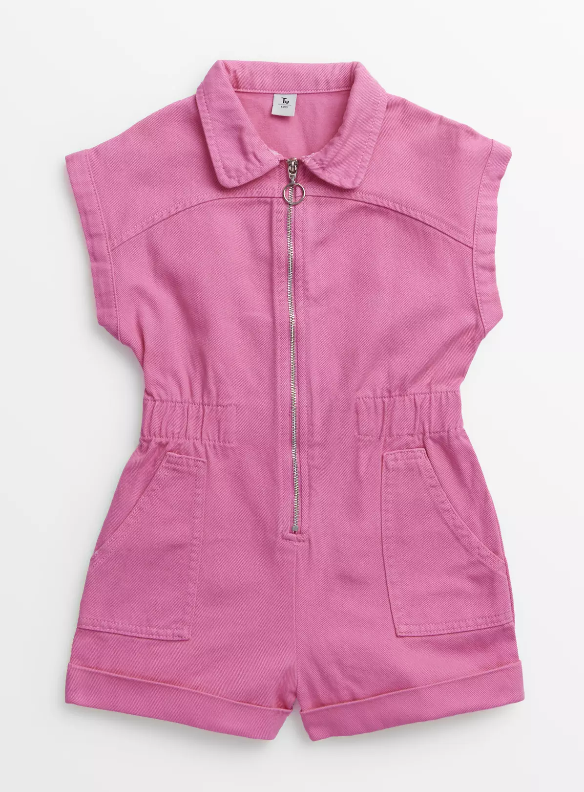 Pink Utility Denim Zip Playsuit11 Years 4 Pink Utility Denim Zip Playsuit11 Years - Image 2