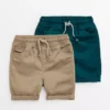 Teal & Tan Twill Shorts 2 Pack 1.5-2 Years