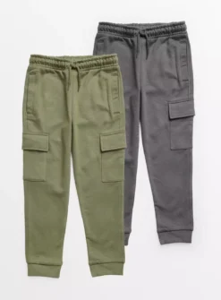 Khaki & Charcoal Cargo Joggers 2 Pack11 Years