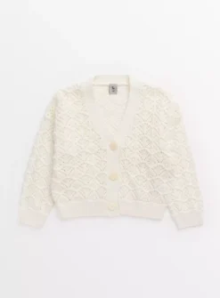 White Pointelle Cardigan8 Years -Hush Puppies Clothing Sale tuc143725797 White R Z001A 1