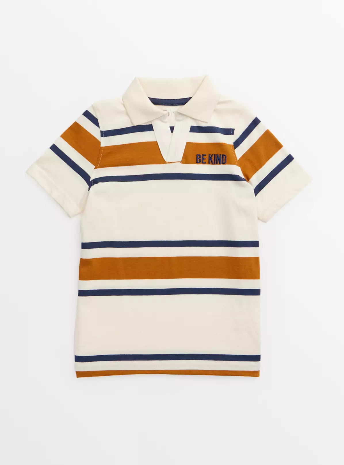 Tan Stripe Slogan Short Sleeve Polo Shirt 5 Years 3 Tan Stripe Slogan Short Sleeve Polo Shirt 5 Years