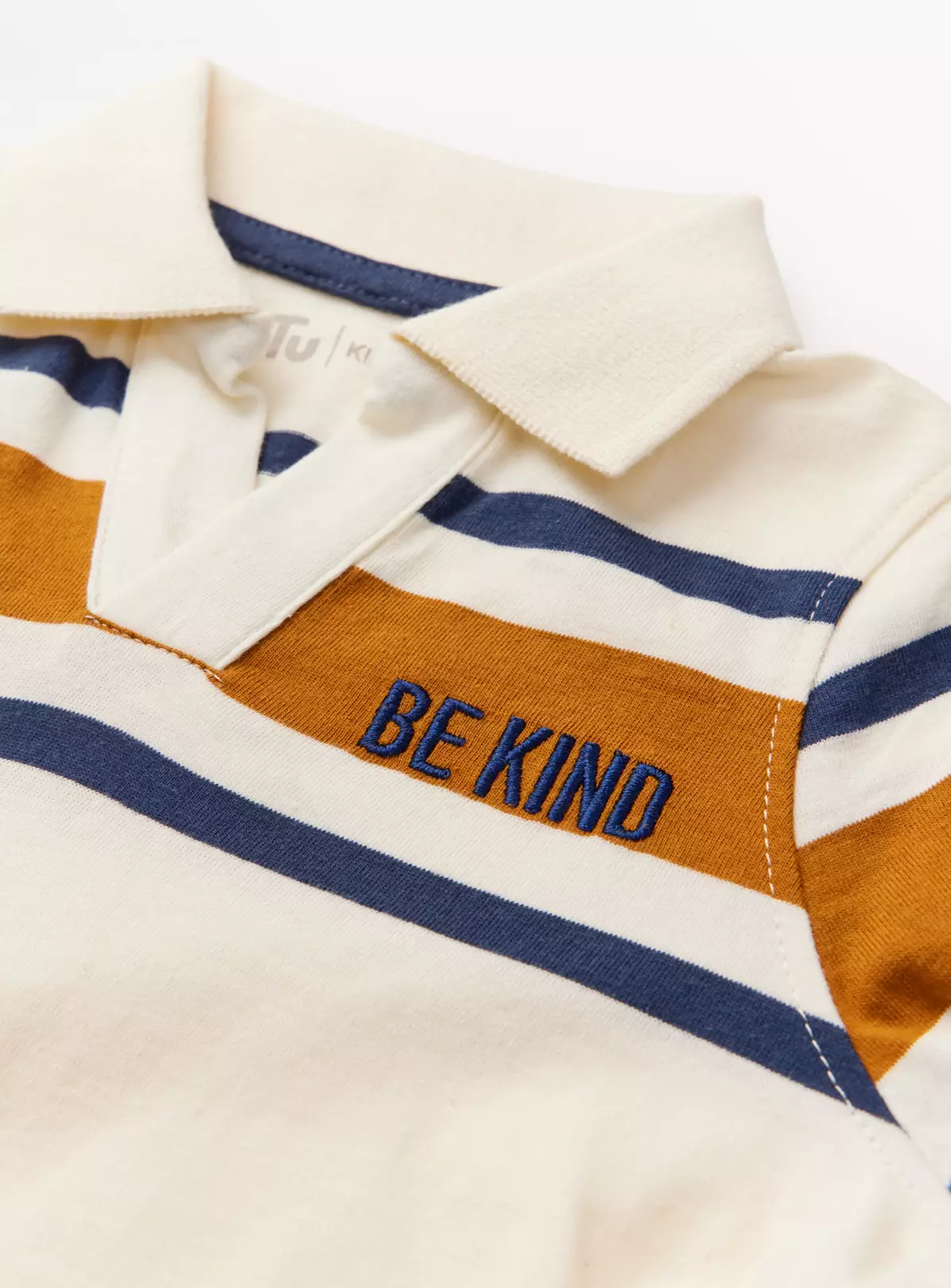 Tan Stripe Slogan Short Sleeve Polo Shirt 10 Years 4 Tan Stripe Slogan Short Sleeve Polo Shirt 10 Years - Image 2