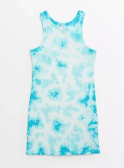 Blue Tie Dye Racer Neck Jersey Dress 12 Years