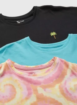 Tie Dye & Plain Cropped T-Shirts 3 Pack10 Years