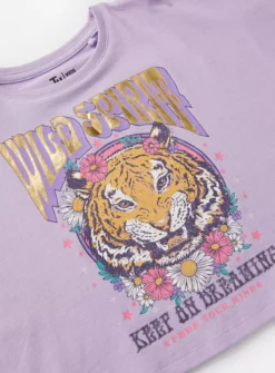 Lilac Tiger Print Cropped T-Shirt 5 Years -Hush Puppies Clothing Sale tuc143774564 Multi20Coloured R Z002A