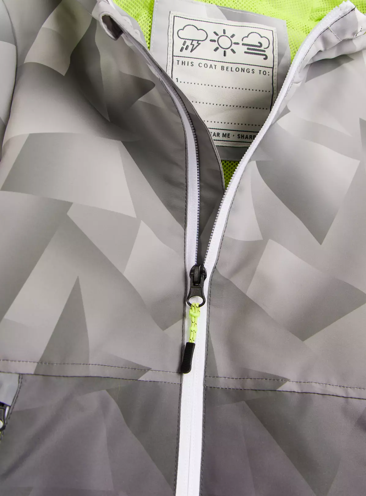 Grey Geometric Print Mac Coat 5-6 Years 4 Grey Geometric Print Mac Coat 5-6 Years - Image 2