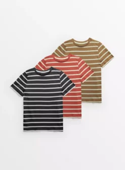 Stripe Short Sleeve T-Shirts 3 Pack 6 Years -Hush Puppies Clothing Sale tuc143779390 Multi20Coloured R Z001A
