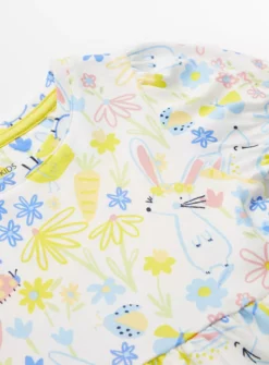 White Jersey Spring Print Dress 1-2 Years
