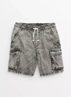 Grey Wash Denim Cargo Shorts 7 Years