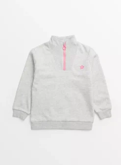 Grey Contrast Quarter Zip Sweatshirt 9 Years -Hush Puppies Clothing Sale tuc143812516 Grey R Z001A
