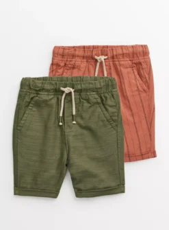 Rust & Khaki Linen Blend Shorts 2 Pack 1-2 Years -Hush Puppies Clothing Sale tuc143817608 Multi20Coloured R Z001A
